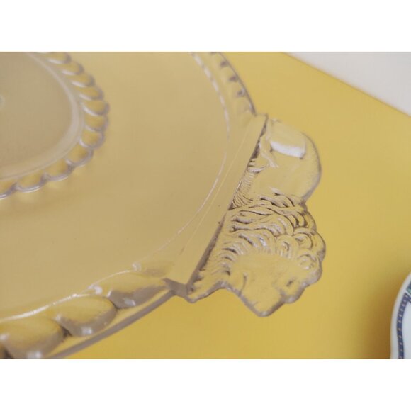 EAPG Gillinder Frosted Lion Oval Platter, handled. 13" x 9" - Picture 11 of 16